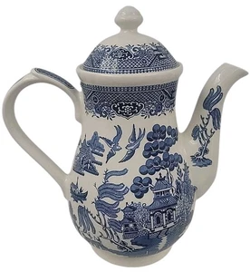 Cafetera azul sauce Churchill de colección hecha en Inglaterra 9,75" H X 9" W - Imagen 1 de 10
