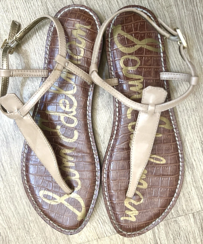 Sandalias SAM EDELMAN Gigi charol almendra correa en T talla 8 Foto 1 de 4