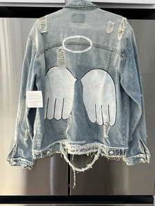 WREN + GLORY "Angel" Denim handbemalte Jacke Damen Small/Neu mit Etikett - Bild 1 von 17