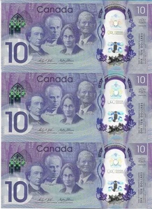 Canada - 2017 150th Anniversary $10 Banknote (3 with Sequential Numbers) UNC. - Picture 1 of 1