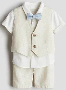H & M 4-piece Linen-blend Dressy Set UK 6-9 M Brand New - Picture 1 of 1