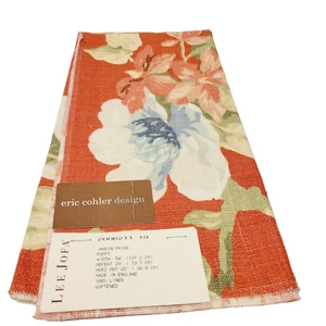 Vtg LEE JOFA Fabric Eric Cohler Design Floral Jardin Poppy Linen Orange Crafts - Picture 1 of 5