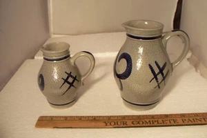 2 Dif Original Gerzit Blue-Grey Staffel Stoneware Salt Glazed Pitchers W Germany - Picture 1 of 10