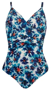 Naturana Blue Swimsuit 32D 10 One Piece Swimming Costume body contouring slim - Picture 1 of 2