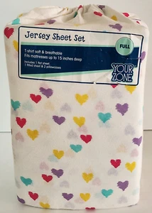 Your Zone Jersey Sheet Set Heart Full Fits Mattresses Up to 15 in NEW - Picture 1 of 6