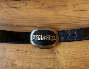 100%ORIG VINTAGE DSQUARED GÜRTEL ECHT LEDER GR.M-L LOGO BELT SCHWARZ - Bild 1 von 17