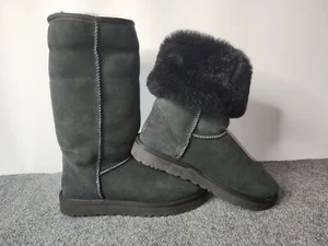 Botas para mujer UGG talla 8 negras gamuza altas pantorrilla estrecha ligeramente usadas - Imagen 1 de 10