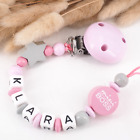 Schnullerkette mit Namen ★ MiniBoss ★ Mdchen Babygeschenk grau rosa Nuckelkette