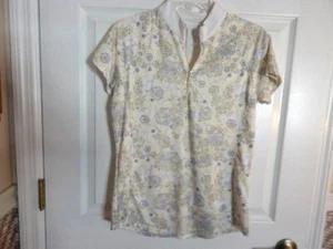 Bette & Court Women's Short Sleeve Geo Print Golf Tennis Top (S) - Picture 1 of 6