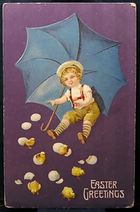 Vintage Ostergrüße - verschickt 1910 - Franklin 1 Cent Briefmarke - Bild 1 von 2