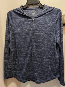 Croft And Barrow Women's Large Blue Hooded Full Zip Long Sleeves Lightweight... - Picture 1 of 8