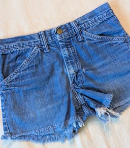 Lee Vintage 60s 70s Women's Classic Denim Mid Rise Cut Off Jean Shorts 26" Waist - Picture 1 of 8