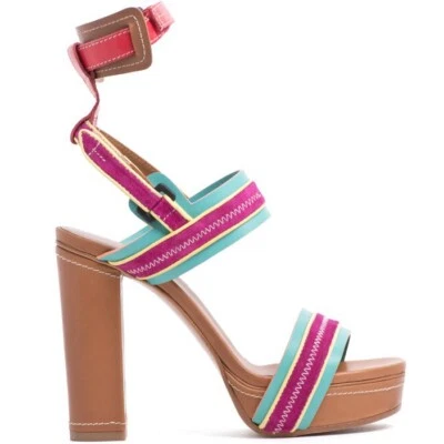 €400 Tommy HILFIGER COLLECTION sandali plateau pelle camoscio multicolore 40 - Imagen 1 de 4