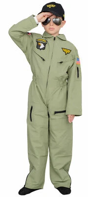 Child Unisex Air Force Pilot Kids Halloween Costume Jumpsuit Set - Image 1 of 4