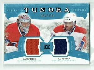 11-12 UD Artifacts Tundra Tandems  Carey Price--P K Subban  /225  Dual Jerseys