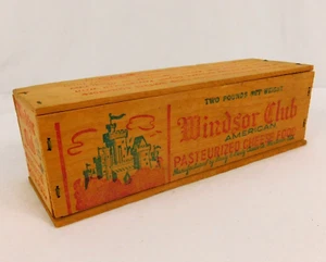 VTG Windsor Club 2 Lb Wood American Cheese Box Rustic Castle Wisconsin 9.25"x 3" - Picture 1 of 7