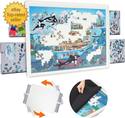 1500 Pieces Rotating Plastic Puzzle Board with Drawers and Cover, 35"X27" Portab — 第 1/4 张图片