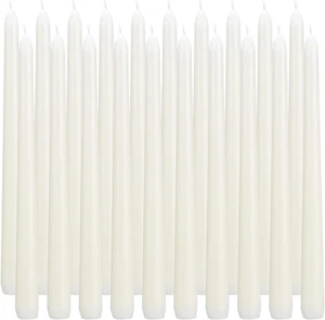Ivory Taper Candles, Set of 20 Unscented and Smokeless 10 Inch Taper Candles Lon - Picture 1 of 12