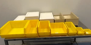 Heavy duty yellow bins, multipurpose, SOLD IN SETS OF 5 - Picture 1 of 5