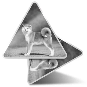 2 x Dreieck Aufkleber 10 cm - BW - Akita Inu Welpe Hund Haustiere #38840 - Bild 1 von 9