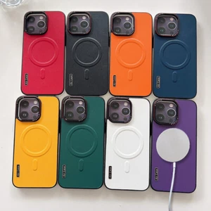 Coque Etui Antichoc Pour iPhone 16 15 14 13 Pro Max Cuir Magsafe Slim Case Cover - Photo 1 sur 20