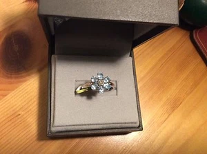 Paraiba Apatite & Diamond Ring, set in Platinum Overlay Sterling Silver BNWT - Picture 1 of 3