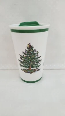 Spode Christmas Tree Reusable Travel Mug 8oz Ceramic with Lid Brand New Holiday - Image 1 of 4