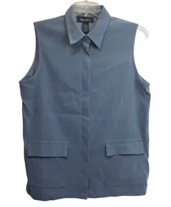 Camisa oculta con botones sin mangas para mujer Denim & Co azul talla M bolsillos - Imagen 1 de 6