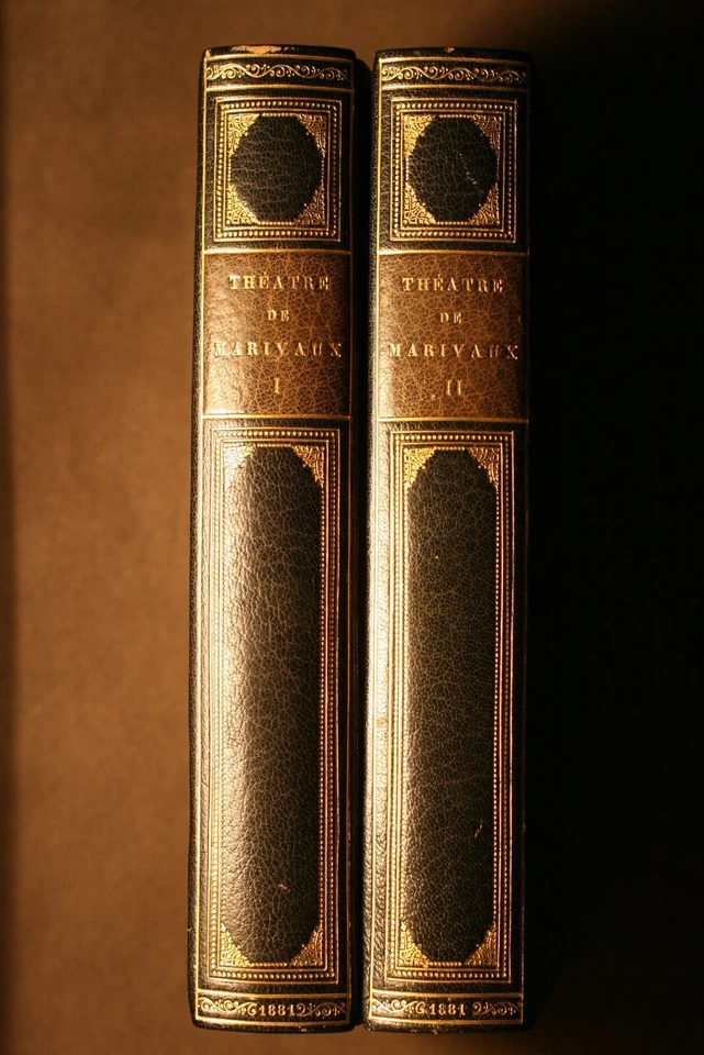 MARIVAUX, THEATRE CHOISI, 2 VOL. RELIURE DEMI-MAROQUIN SIGNEE, JOUAUST, 1881. - Photo 1/1