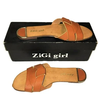 NUEVO EN CAJA SANDALIAS DE CUERO MARRÓN TALLA 7M WYNONA EN MARRÓN CASTAÑO ZIGI NIÑA MUJER Foto 1 de 4