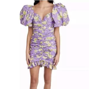 Mini Vestido Giuseppe Di Morabito Milano Estampado Floral Manga Abullonada Púrpura Talla XS/S - Imagen 1 de 15