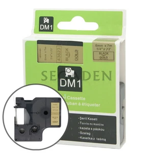 "Cinta de etiqueta negra sobre dorada de 1 pieza apta para DYMO 43623 D1 6 mm 1/4" - Imagen 1 de 3