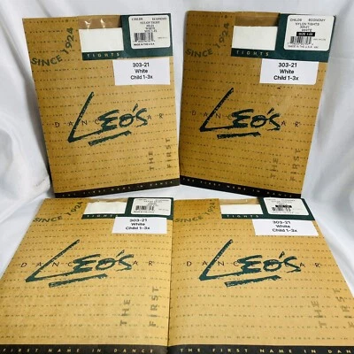 Lote de medias de baile Leo’s Dancewear 303-21 blancas de nailon talla niño 1-3x 4 Foto 1 de 4
