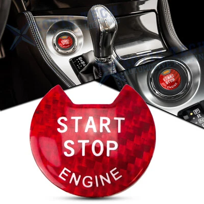 Cubierta roja de botón de arranque de motor de fibra de carbono para Nissan Infiniti Q50 Q60 Foto 1 de 4