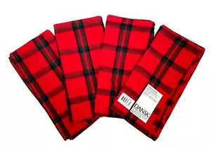 Dansk Colorloom Red Plaid Christmas 100% Fabric Napkins Set of 4 - Picture 1 of 2