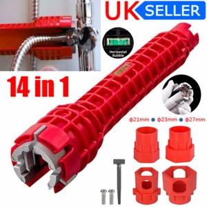 14 IN 1 FAUCET SINK BASIN INSTALLER PIPE WRENCH TAP SPANNER MULTIFUNCTION TOOLS - Picture 1 of 15