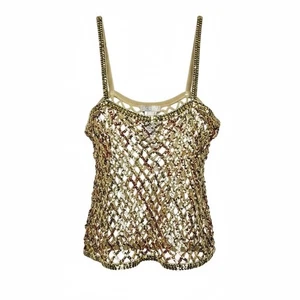 J.Crew Häkel-Tanktop mit Paillettenverzierung Gr. L ärmellos Party Festival - Bild 1 von 10
