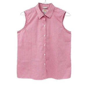 Talbots Pink Gingham Check Sleeveless Button Shirt Womens 14 Wrinkle Resistant - Picture 1 of 8