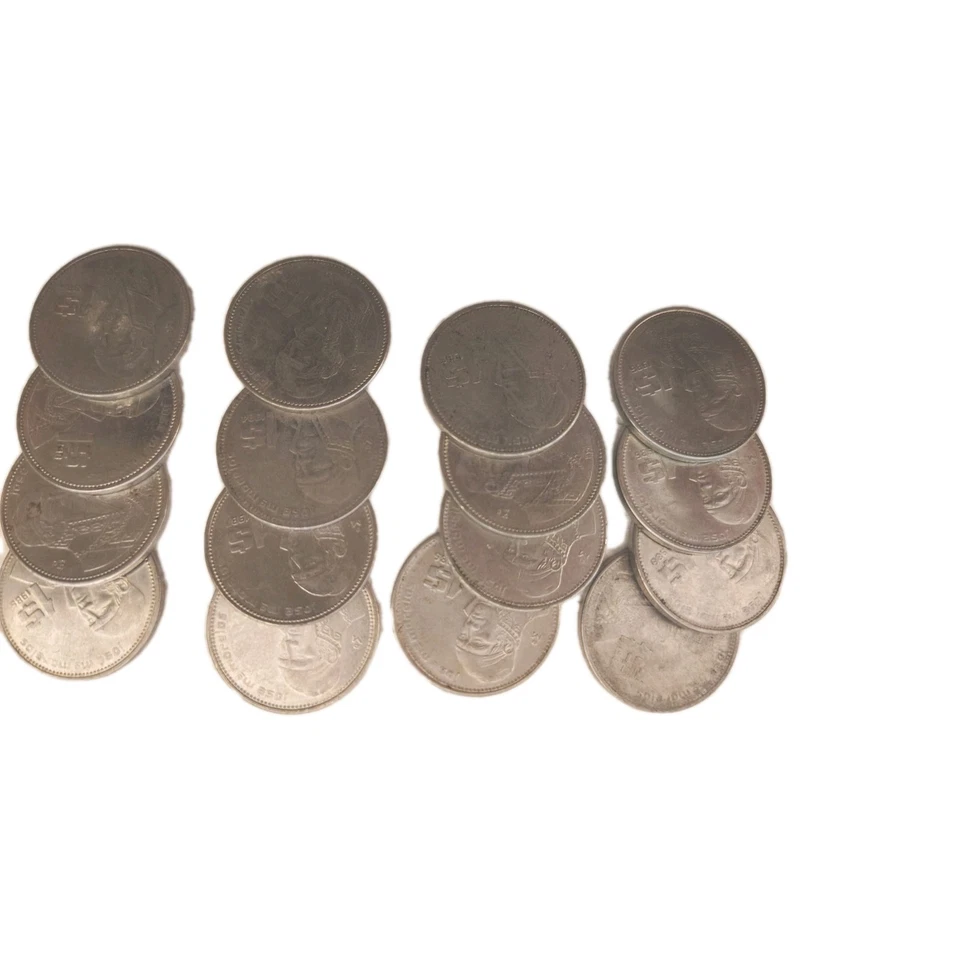 Pesos mexicanos de US$ 1, lote de 16 moedas 1984, 1985, 1986 e 1987 (4 de cada) - Imagem 1 de 1