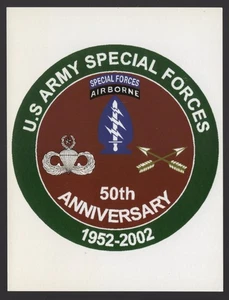 Postcard - US Army Special Forces 50th Anniversary Symbol Badge Patch  - Picture 1 of 2