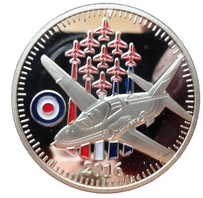 RAF Aerobatic team -  The Red Arrows silver Plated Proof coin. - Image 1 of 2