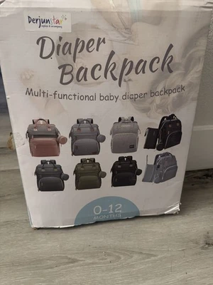 DERJUNSTAR Gray Multifunction Diaper Backpack - Image 1 of 4