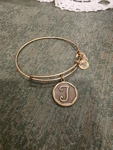 Alex & Ani Gold Tone Bracelet Letter T Initial Monogram Bangle - Picture 1 of 4
