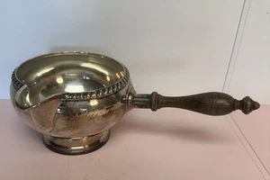 "Antigua sartén de mantequilla calentador de brandy mango de madera plato de plata Sheffield 4"" D" - Imagen 1 de 10
