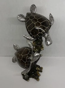 Double Sea Turtles Figurine Statue Nice Marine Ocean Life 13” - Picture 1 of 13