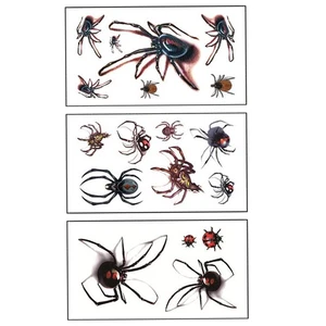 3 Sheets Halloween Stickers With Spider Pattern Temporary Tattoos Decorative - Picture 1 of 11