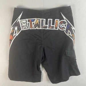 Billabong Metallica Board Shorts Mens 33 Black Limited Edition Vintage Surf Y2K  - Picture 1 of 11