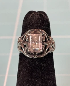 Anillo de plata de ley 925 KBM corte esmeralda circonita talla 5 - Imagen 1 de 8