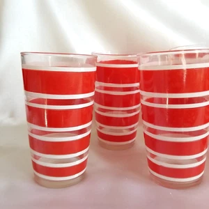 Juego de 6 vasos para beber Anchor Hocking rojo blanco a rayas vintage raros - Imagen 1 de 4