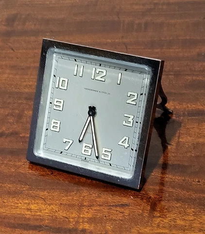 CLASSIC MCM Abercrombie & Fitch 8-Day Swiss Alarm Clock Angelus 7-Jewel Movement Cover
